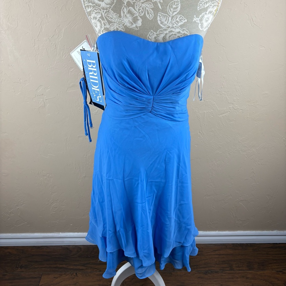 NWT Jordan Bridesmaid Dress Light Blue Strapless Short Women’s size 6 A856TT
